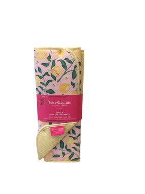 JUICY COUTURE Love Juicy Lemons 2 Pack Dish Drying Mats Machine Washable